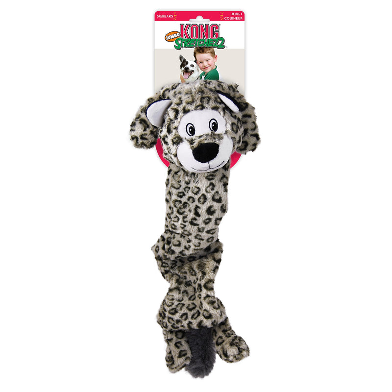 KONG Stretchezz Jumbo Snow Leopard Dog Toy, X-Large Multicolour - PawsPlanet Australia