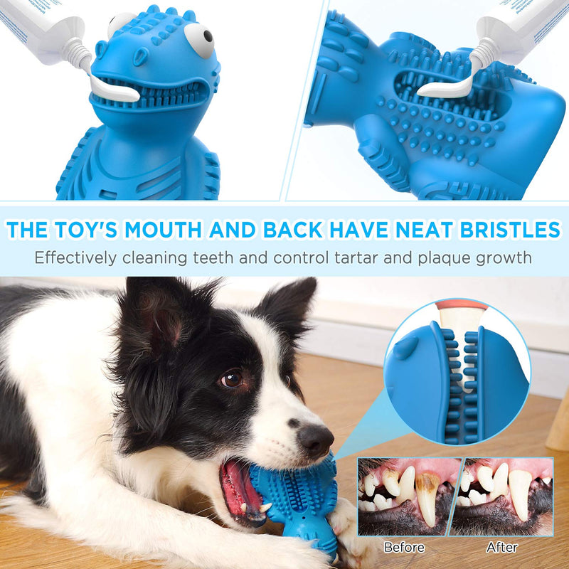 Indestructible Dog chew Toys for Aggressive Chewers, Als Ellan Tough Natural Rubber Toothbrush Toys, Dog Interactive Treat Toys for Small Medium Large Breed Dogs, Food Leaking, Teeth Cleaning - PawsPlanet Australia