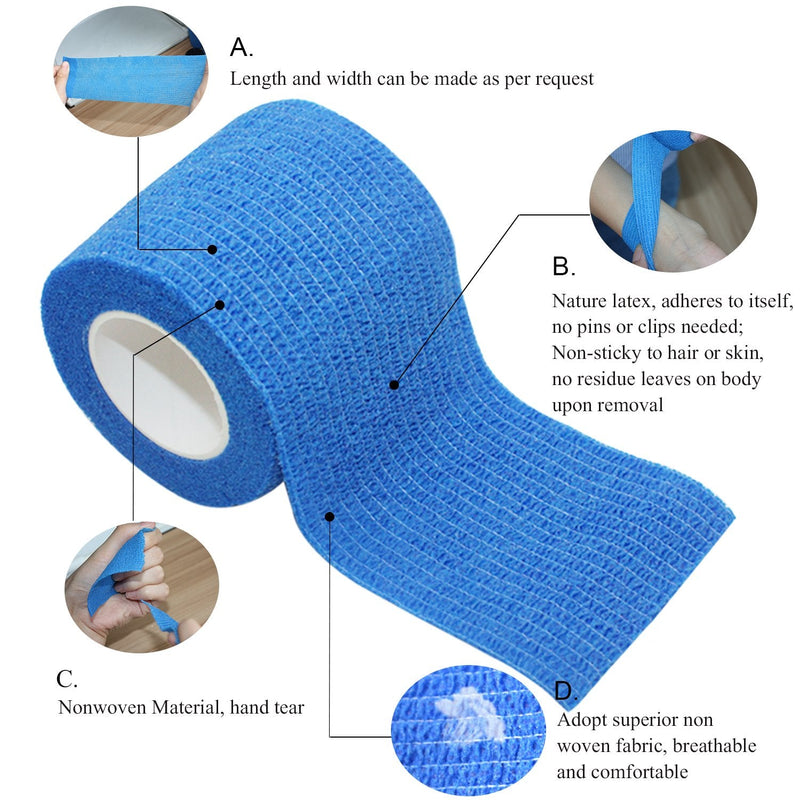 COMOmed Cohesive Bandage Adhesive Bandage Roll Flexible Bandage Non-Woven Cohesive Athletic Tape Alleray Tested Black 7.5cm 6 Rolls - PawsPlanet Australia