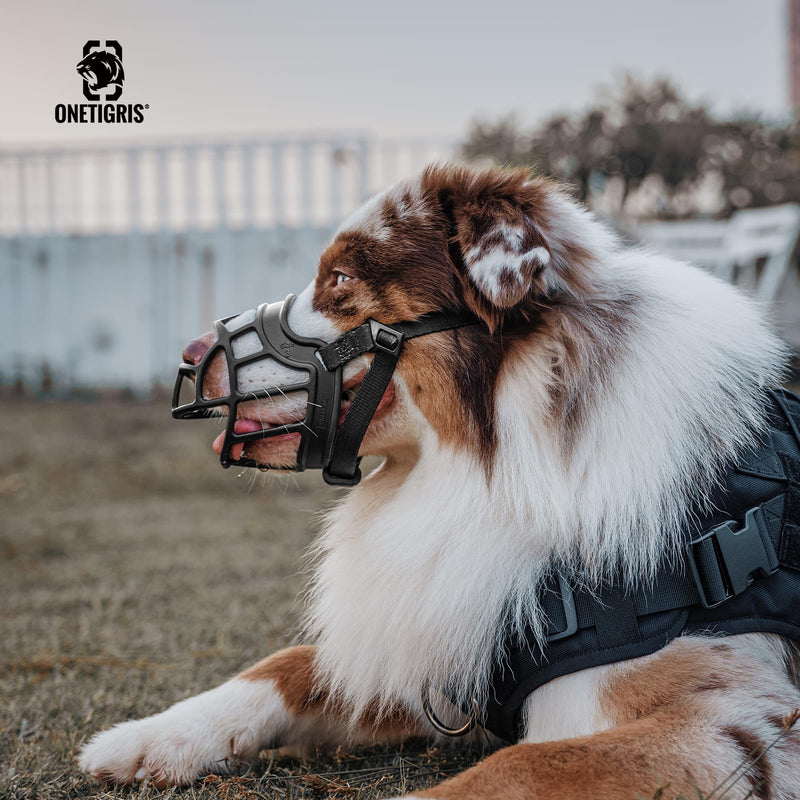OneTigris muzzle, soft muzzle for dogs, durable rubber, adjustable webbing, suitable for muzzles of medium and large dogs, preventing barking, biting and chewing (XXL) XXL - PawsPlanet Australia