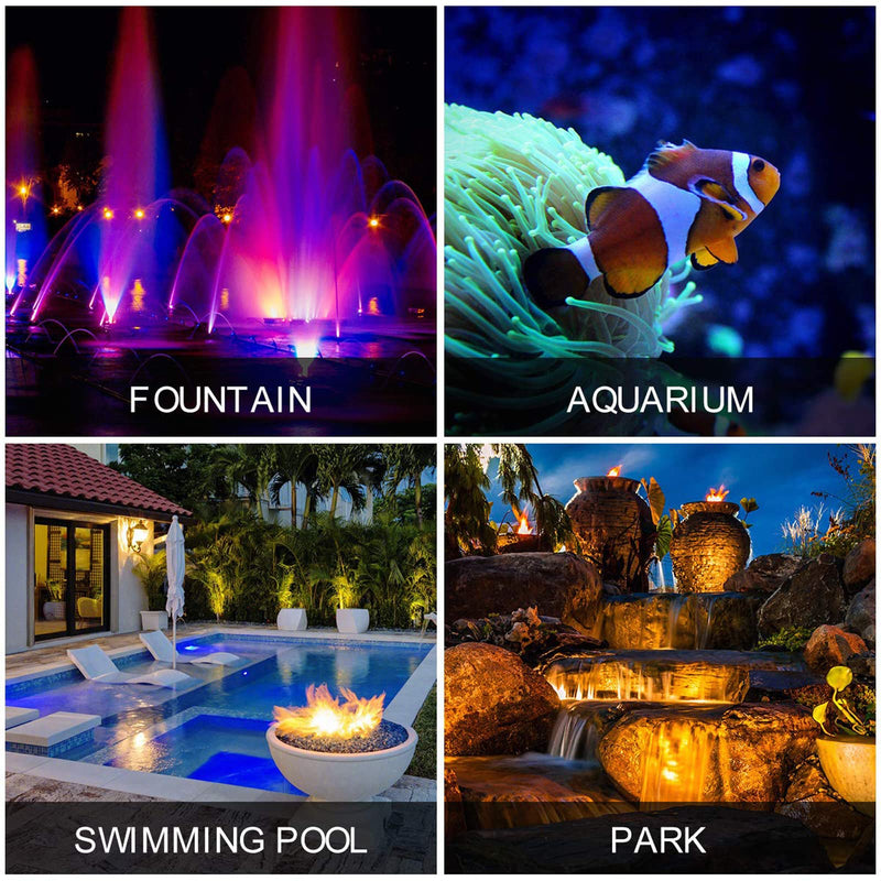 Lychee Waterproof Underwater Spot Lights,Remote Control Amphibious Change Color Submersible Lights for Garden Pond Aquarium Courtyard Swimming Pool Fountain Fish Tank (Set of 2) Set of 2 - PawsPlanet Australia
