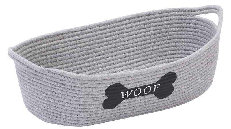 Brabtod Cotton rope dog toy basket storage with handle, puppy toy basket(grey), puppies bed - Perfect for organizing puppy small dogs toys, treats, blankets, leashes, coats - grey - PawsPlanet Australia