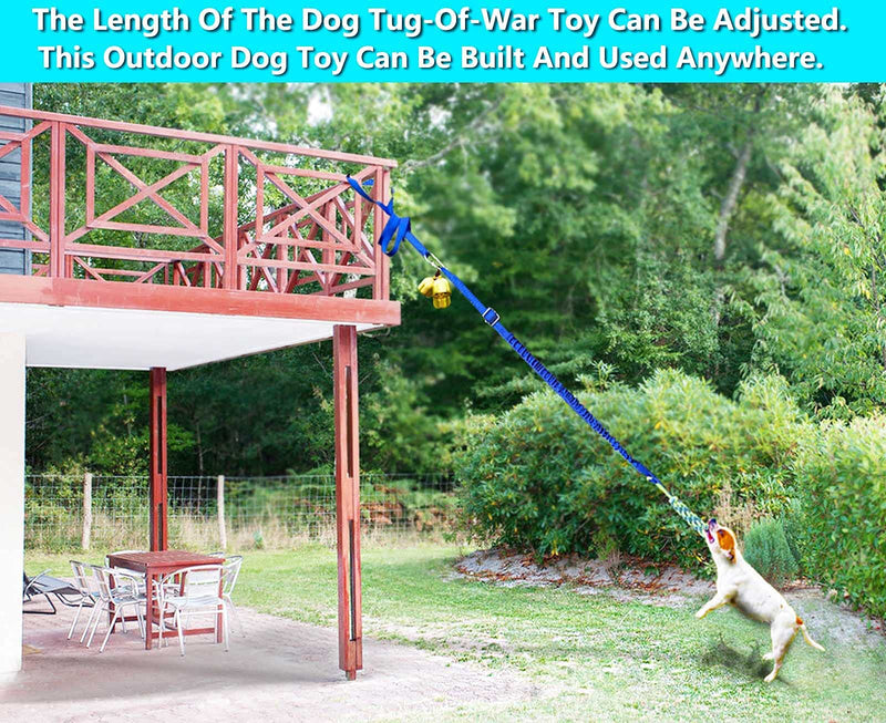 Hanging Bungee Dog Toys of War with Bells,4 Chew Rope Toy & 17.5ft Tug of War Toy Rope. Small to Large Dogs &Pitbull Outdoor Interactive Dogs Tug Toy, Can Be Used for Tug of War Games. - PawsPlanet Australia