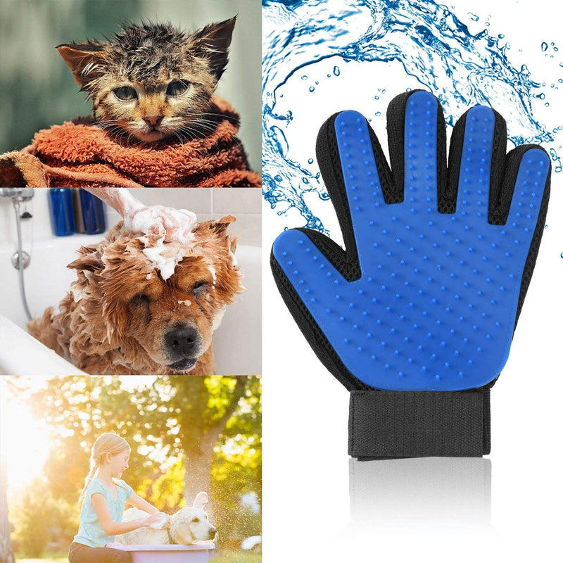 [Australia] - Pet Grooming Glove Gentle Deshedding Brush Glove-Pet Hair Remover Mitt Massage Tool/cat Brush for Shedding Design/Perfect for Dogs & Cats with Long & Short cat Brush for Shedding Pets Ninja Blue ( 1 Pair blue)-upgrade Version 