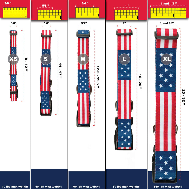 [Australia] - American Flag Dog Collar in 5 Different Sizes Classic Large 