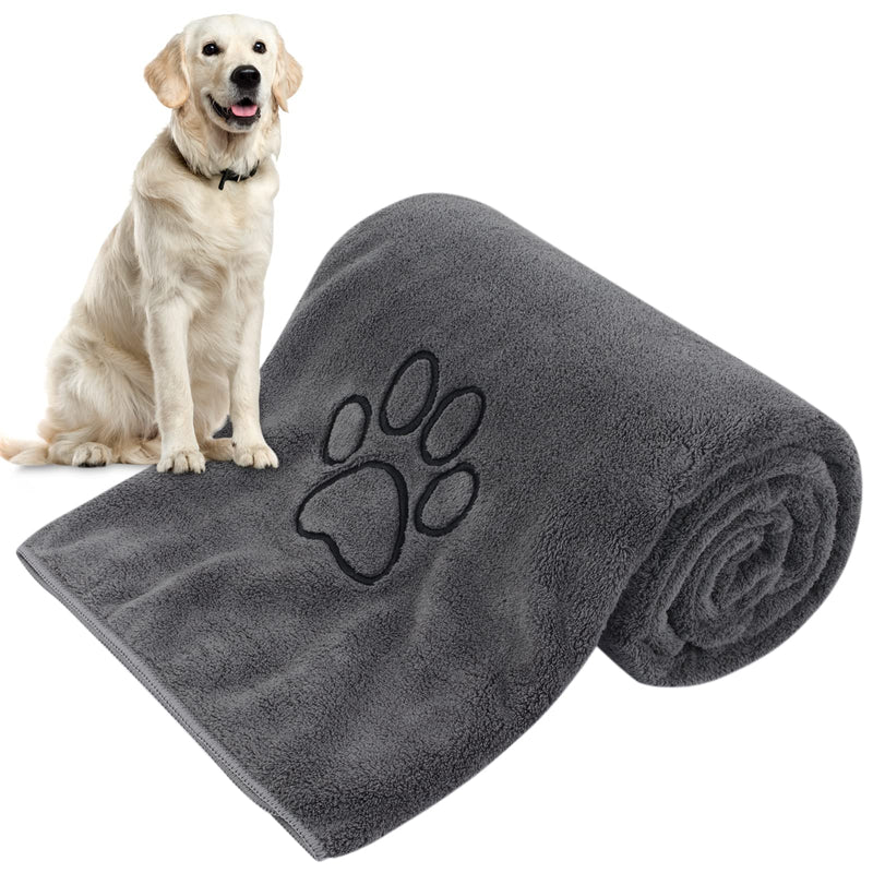 KinHwa Dog Towel Extra Absorbent Large XXL 76cmx127cm 1 Pack Microfiber Towels for Dogs and Cats Pet Towel Quick-Drying & Soft Microfiber Towels Washable & Durable, Dark Gray - PawsPlanet Australia