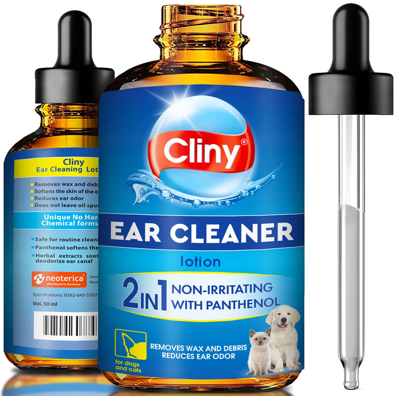 CLINY Ear Cleaner for Dogs - Ideal for Itching Dogs/Cats - 50ml Premium Ear Drops for Dogs - Non-Toxic, Non-Allergic Ear Drops Dog Inflammation - 3-5 Drops for Ear Infection Dog Ear Cleaner - PawsPlanet Australia