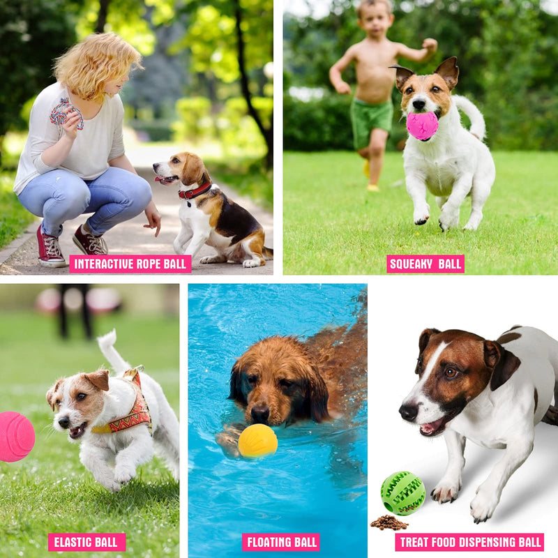 Interactive Dog Toys Balls Dog Puzzle Toys for Small Medium Dogs Puppy-5 Different Functions Balls - Dog Squeaky Ball,Durable Rope Toys Ball, IQ Training Balls and Food Treat Dispensing Toy - PawsPlanet Australia