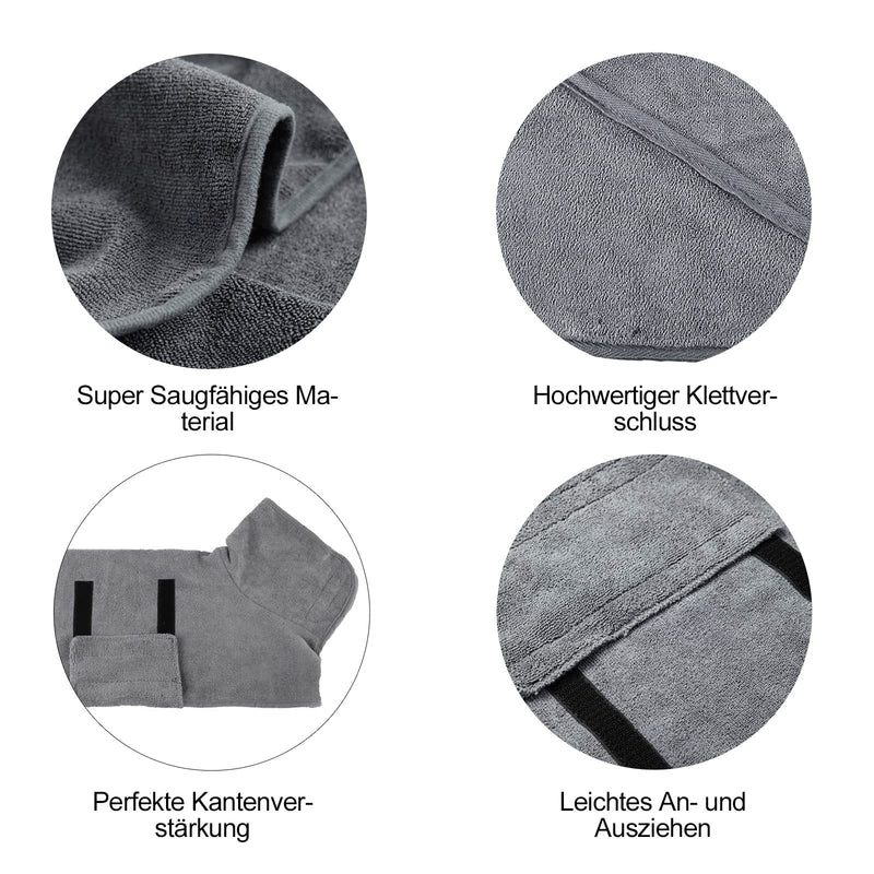 Dog bathrobe, with Velcro fastener, quick-drying bath towel, very absorbent, adjustable collar and waist dog bathrobe large, dryup cape dog, suitable for large and medium dogs (M) gray M - PawsPlanet Australia