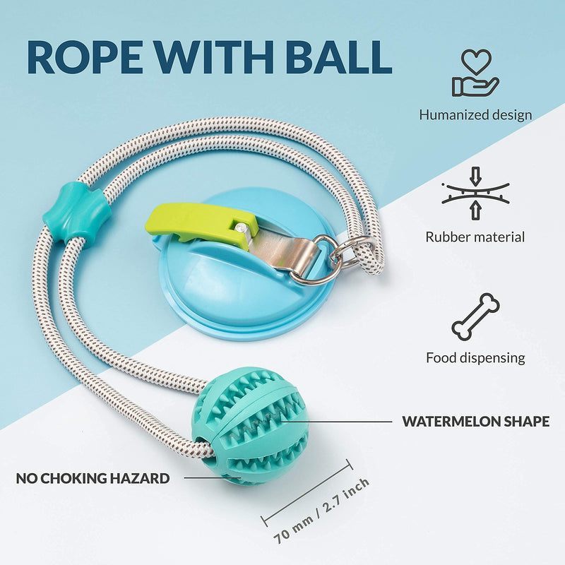 Suction Cup Dog Toys by BaileyToys Multifunction Interactive Set , Rubber Ball+Toothbrush Chew with Teeth Cleaning & Food Dispensing for Small Large Dogs Indoor & Outdoor 3in1 Strong Ropes Toy NEW JOY - PawsPlanet Australia