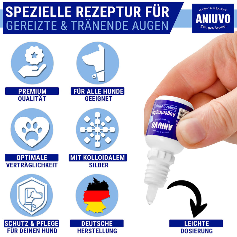 ANIUVO® eye drops for dogs - Made in Germany - eye drops for dogs and cats with colloidal silver - eye care for tear stains, irritated and itchy eyes - 10 ml 10 ml - PawsPlanet Australia