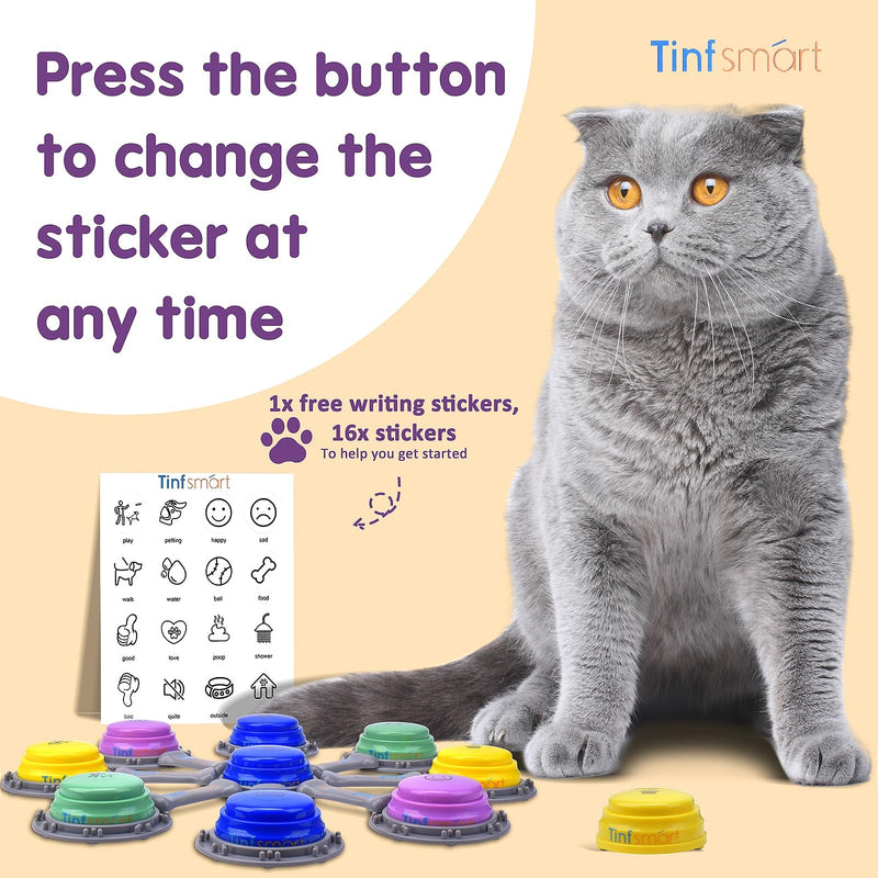 Tinfsmart Dog Button Talk Kit, 4 Pack Pet Talking Button Set, Speaking Button for Dogs and Cats, 30s Voice Recordable Pet Training Buzzer (Style-a [4packs]) Style-a [4packs] - PawsPlanet Australia