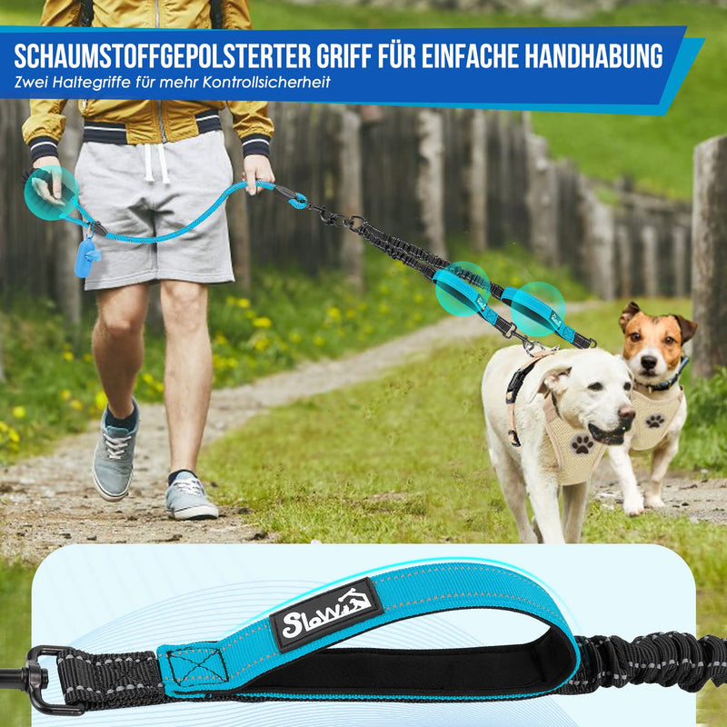 Eyein Double Leash for 2 Dogs, Dog Leash for Large Dogs, Flexible and Reflective Tangle-Free Dog Leash with 2 Padded Handles for Dogs from 11 to 68 kg (Blue) Blue Large (Total Weight 11-68 kg) - PawsPlanet Australia