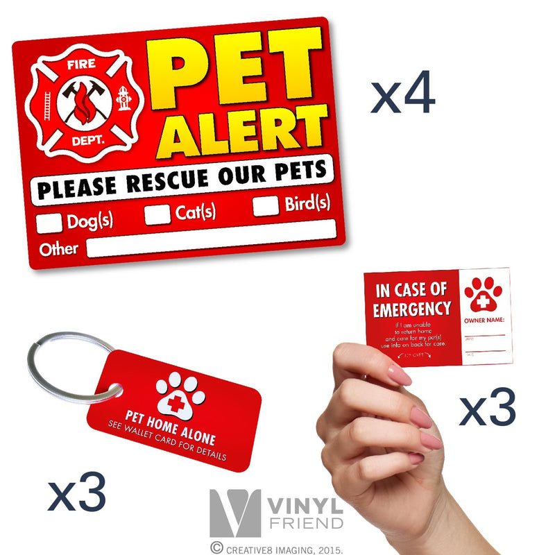 Vinyl Friend Pet Alert Stickers- FIRE Safety Alert and Rescue (5 Pack) - Save Your Pets encase of Emergency or Danger Pets in Home for Windows, Doors Sign Small Disp - PawsPlanet Australia
