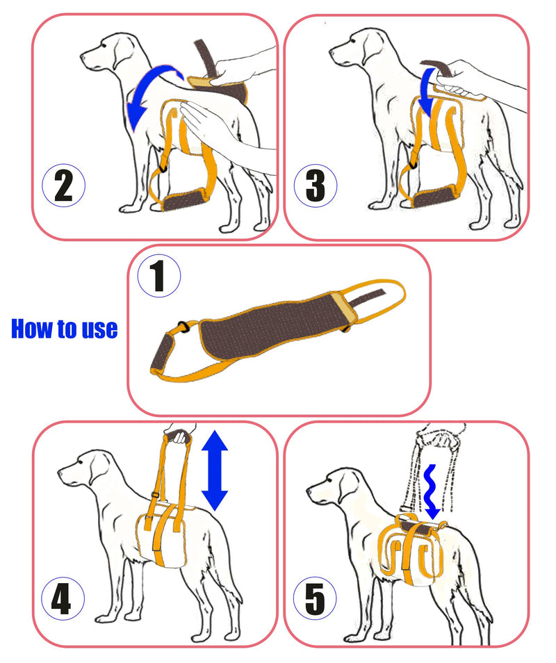 [Australia] - BIG SMILE PAW Dog Lift Support Harness,Height Adjustable Handle;Dog Mobility Harness with Handle 