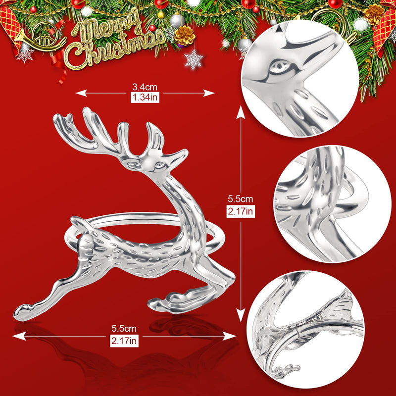 Whaline 12 Pieces Christmas Napkin Rings Silver Elk Napkin Buckle Metallic Deer Napkin Holder Dinner Table Rings for Xmas Party Family Gathering Wedding Birthday Table Decoration Accessories - PawsPlanet Australia