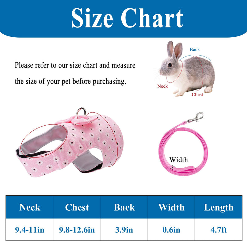 Filhome Rabbit Harness with Leash Rabbits Adjustable Soft Small Animal Harness Soft Harness Walking Running for Puppies Cats Small Animals Pink - PawsPlanet Australia