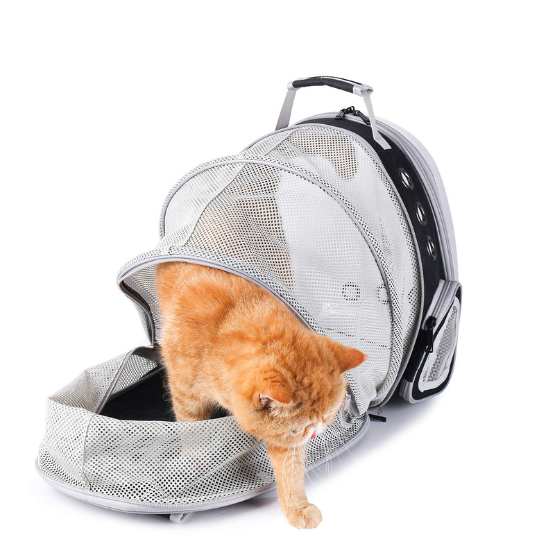 Lollimeow Pet Carrier Backpack, Bubble Backpack Carrier, Cats and Puppies,Airline-Approved, Designed for Travel, Hiking, Walking & Outdoor Use Black Back Expandable - PawsPlanet Australia