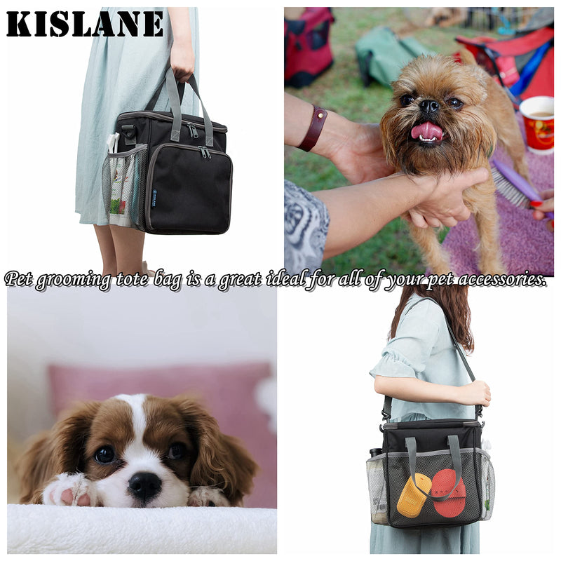 KISLANE Pet Grooming Tote Bag, Cat Grooming Tools Organizer Bag, Dog Grooming Supplies Organizer Storage for Pets Grooming Kit and Dog Wash Shampoo Accessories(Bag Only) Black - PawsPlanet Australia