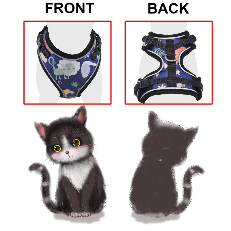 [Australia] - MUDINPET Cat Harness Escape Proof, Kitten Mesh Vest Harness, Adjustable Reflective Comfortable Soft Cat Chest Harness M Chest 12.5-18in Blue 