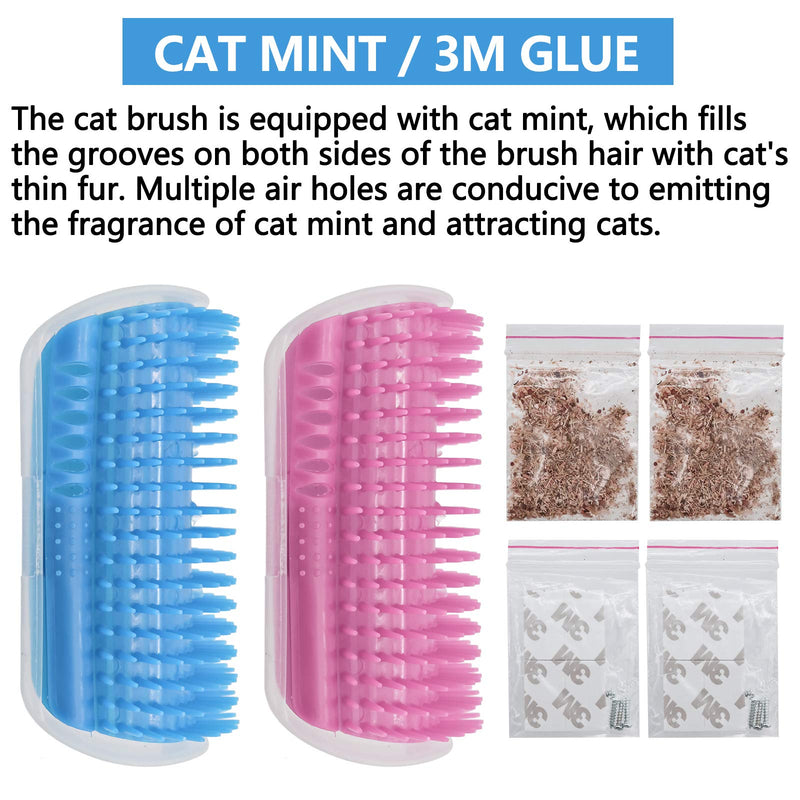 Cat Self Groomer, Wall Brush Pet Massage Toy for Long & Short Hair Cats (2pcs) - PawsPlanet Australia