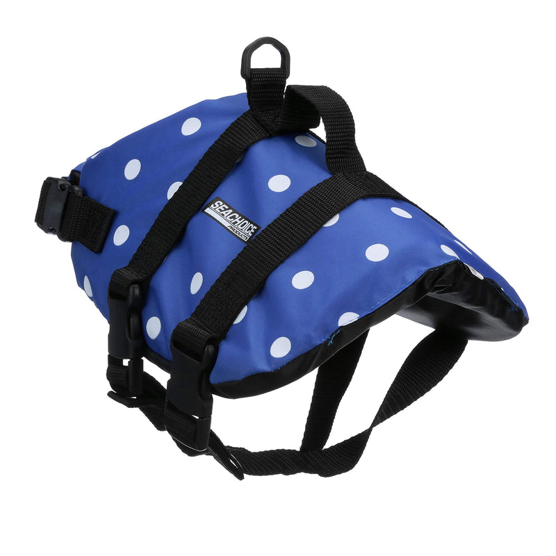 [Australia] - Seachoice 86270 Dog Life Vest - Adjustable Life Jacket for Dogs, with Grab Handle, Blue Polka Dot, Size XS, 7 to 15 Pounds 