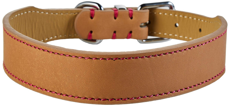 Rosewood Luxury Leather Dog Collar, 18 - 22-inch, Tan - PawsPlanet Australia