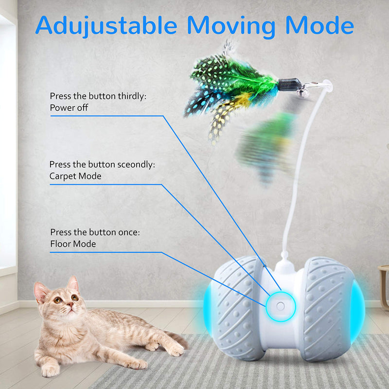 [Australia] - Robotic Interactive Cat Toys,Upgraded Automatic Rotating Cat Toy with Colorful LED Light, Feather and Pompom for Cat/Kitten Pet Entertainment Hunting Exercise robotic cat toy 