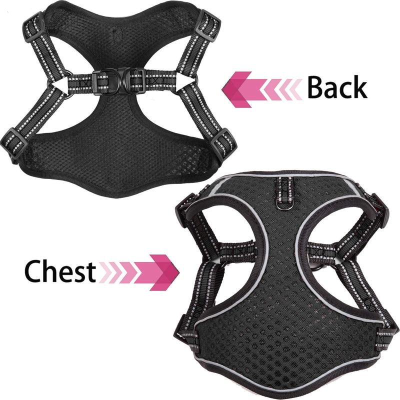 Btromeshy Step-in Dog Harness,Small Dog Harness and Leash Set,Adjustable 3M Reflective Pet Dog Vest for Puppy,Soft Air Mesh Step-in Harness for Small Medium Breed XXXS(Chest:11.0-13.4"*Fit Cats) Black - PawsPlanet Australia