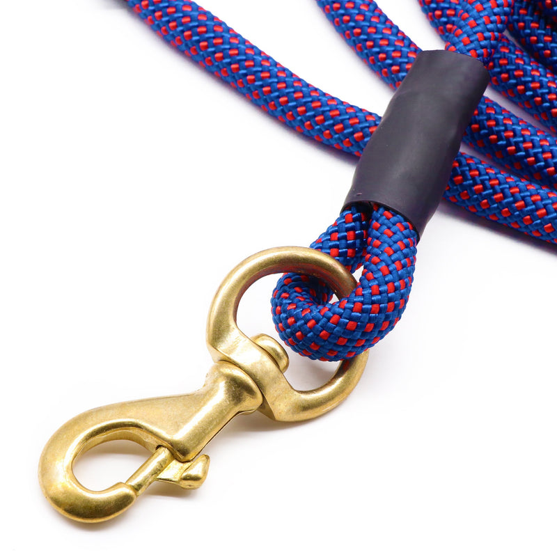 [Australia] - AUTULET Shock Absorbing Rope Lead Dog Leash Red Nylon with Padded Handle for Walking Hiking 8mm*5m dark blue 