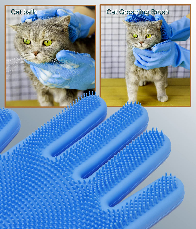 Pet Dog Bath Gloves, Grooming Brush and Hair Removal for Cat Horse (Blue) Blue - PawsPlanet Australia