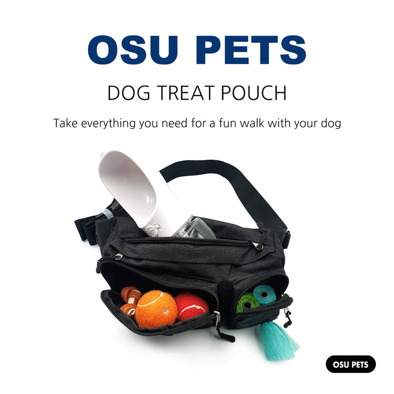 OSU PETS Dog Training Treat Pouch, Easily for Walking with Dogs, Fanny Pack and Waste Bag Dispenser (Black) Black - PawsPlanet Australia
