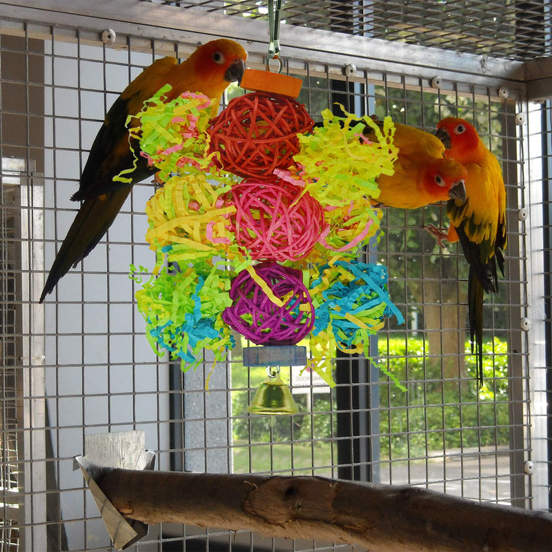 [Australia] - Eimoon Bird Toys Foraging Toys for Parrots 3 Pieces Hanging Parrot Toys Parakeet Toys with Bells for Cockatiel Cockatoo Budgies Lovebird Canary Multi-colored 