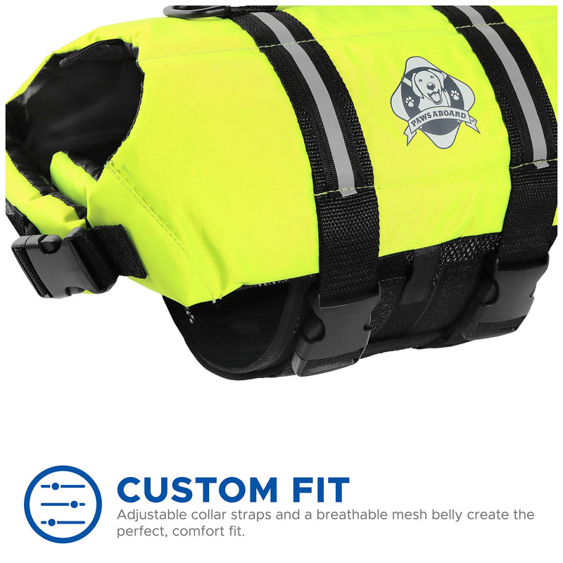 Paws Aboard Dog Life Jacket, Fashionable Dog Life Vest for Swimming and Boating - Neon Yellow - PawsPlanet Australia