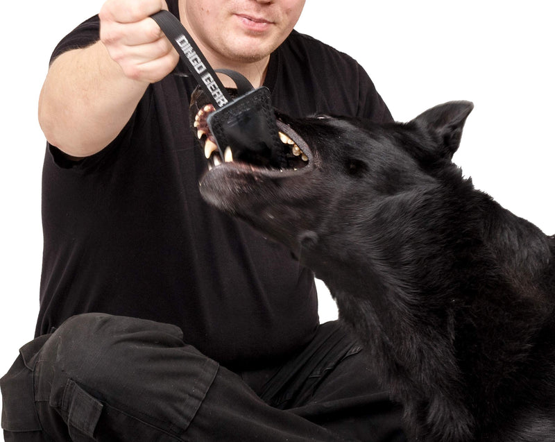 Dingo Gear Dog Bite Tug Handmade of Black Grain Leather Strong For Training K9 Ipo Agility and Just Fun S00226, Black - PawsPlanet Australia