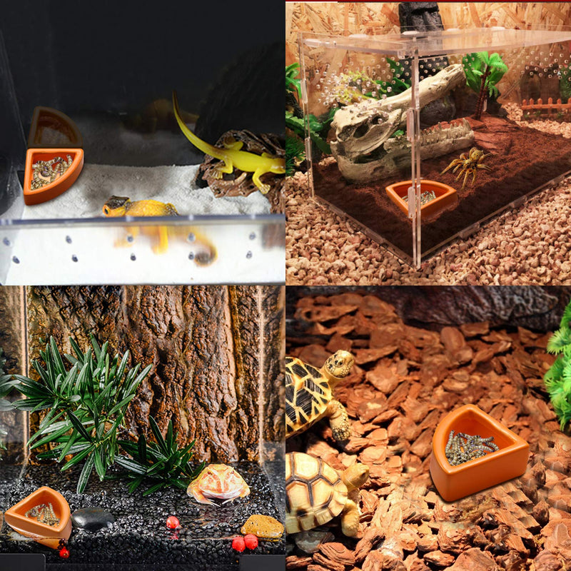 [Australia] - Bowls Gecko Feeding Ledge, Reptile Suction Cup Food Dish for Snakes Lizards Spiders Chameleons Corn Snakes Iguanas Reptiles Yellow 