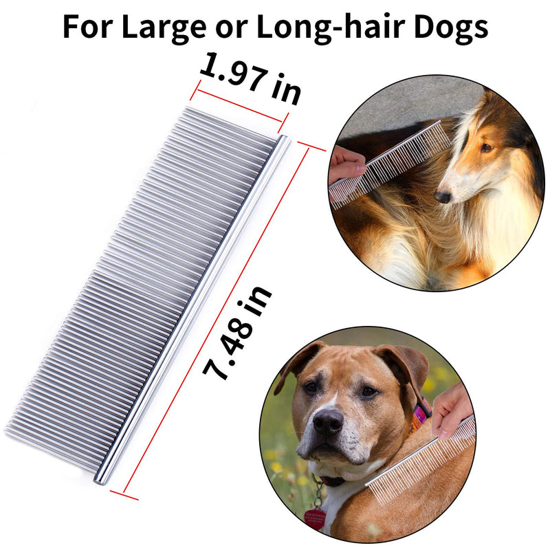 [Australia] - KABUDA 3 Pack Pet Comb, Chrome Electroplating Steel Combs in 3 Sizes (19 x 3 cm, 19 x 4 cm, 19 x 5 cm) for Dogs, Cats, and Other Pets with Different Lengths of Hair (Pack of 3) 