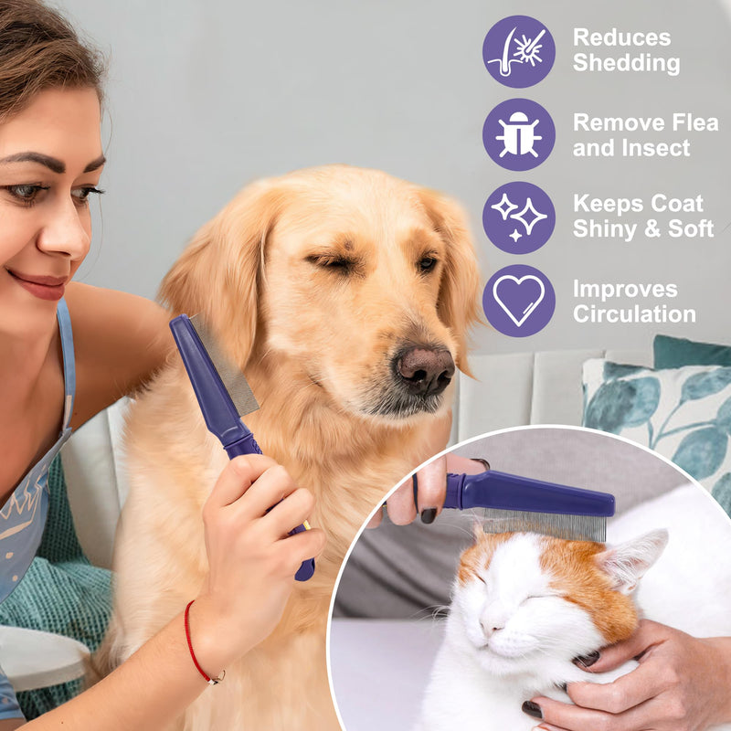 Flea comb for dogs and cats, professional lice comb with rounded metal teeth. Dog combs for effective protection against fleas, lice, ticks and other parasites - PawsPlanet Australia