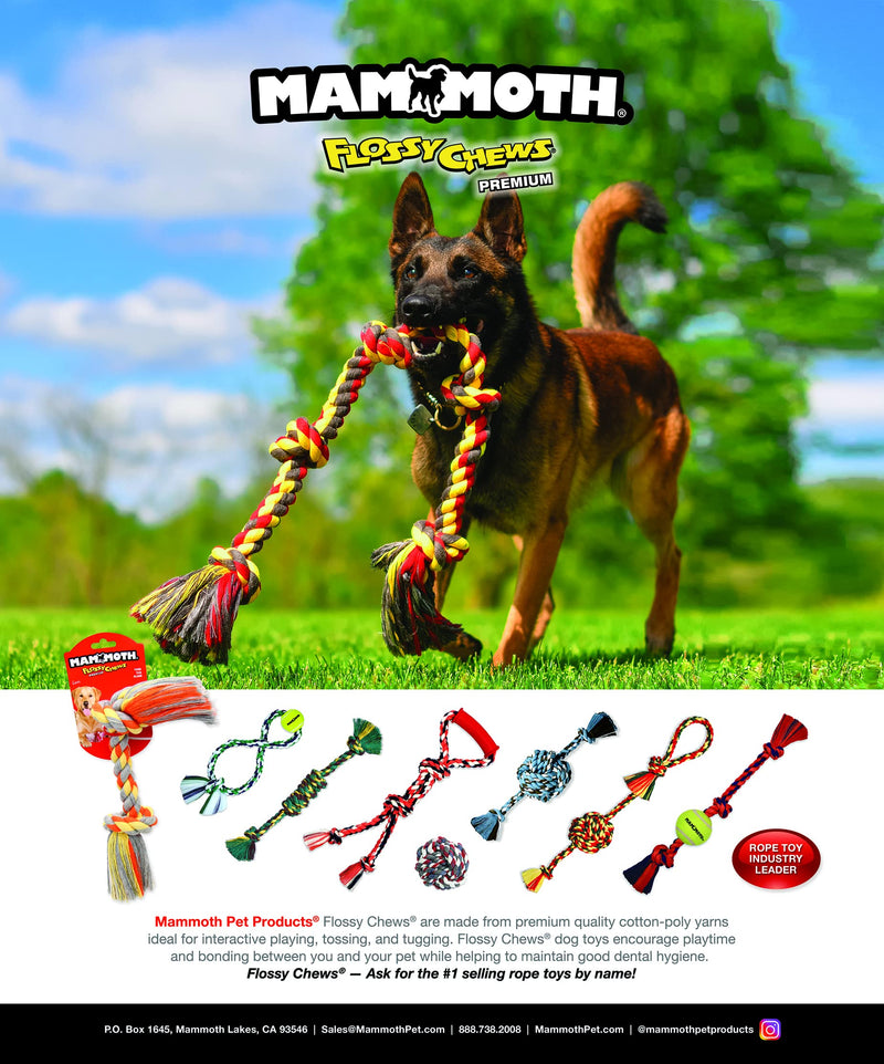 Mammoth Flossy Chews Color Rope Tug – Premium Cotton-Poly Tug Toy for Dogs – Interactive Dog Rope Toy – Tug Dog Chew Toy 3 Knot Small 15" - PawsPlanet Australia