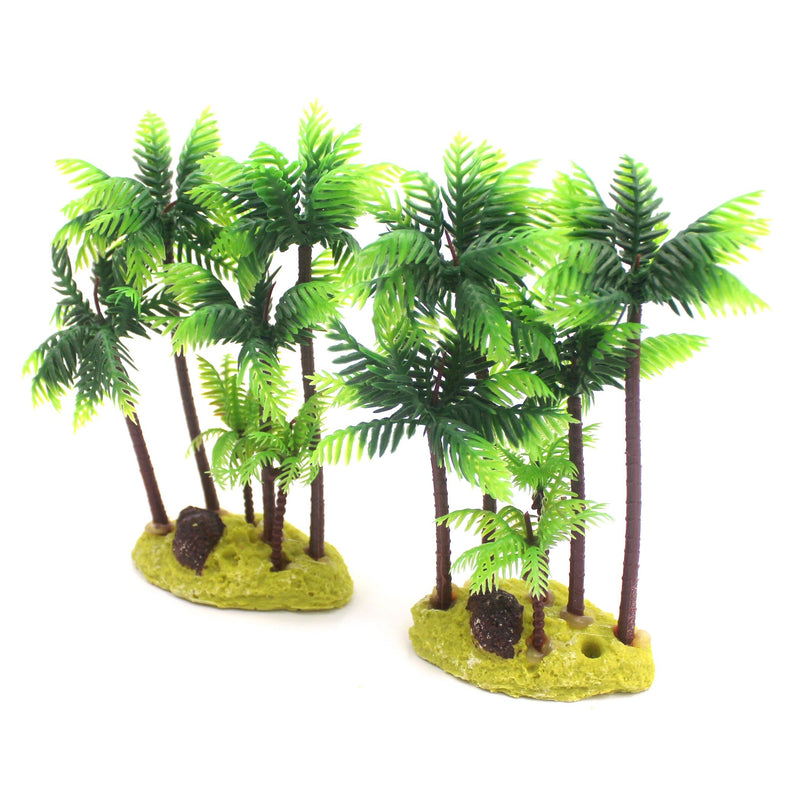 [Australia] - M2cbridge Set of 2 Plastic Coco Tree Plants Palm Tree for Fish Tank Aquarium Decor 