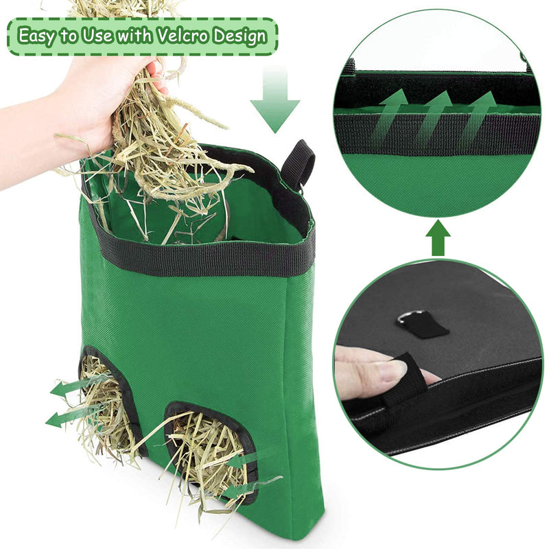 Acehome Rabbit Hay Feeder Bag, Guinea Pig Chinchilla Oxford Fabric Hanging Bag with Feeding Holes Waterproof Pet Essential Storage for Small Hay-Eating Pets (Green) Green - PawsPlanet Australia