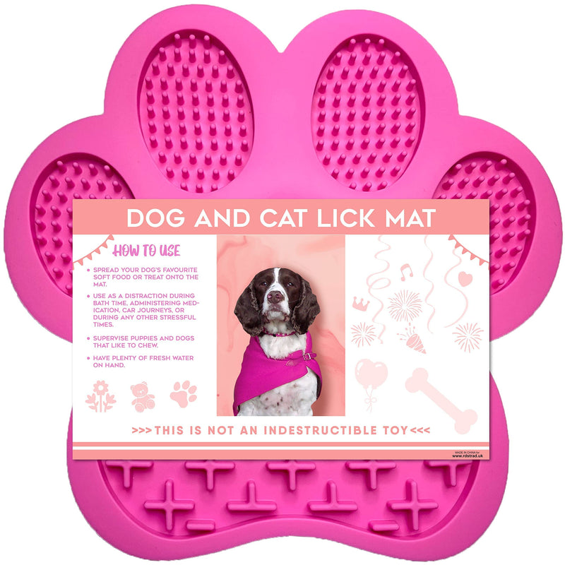 Lick Mat for Dogs - Pink - Large (18cm) - Multi-Section Dog Bowl - Food Safe - Suction Pads for Grooming Bathing - Dishwasher Safe - Use with Dog Peanut Butter, Liver , Yoghurt. Gravy - PawsPlanet Australia