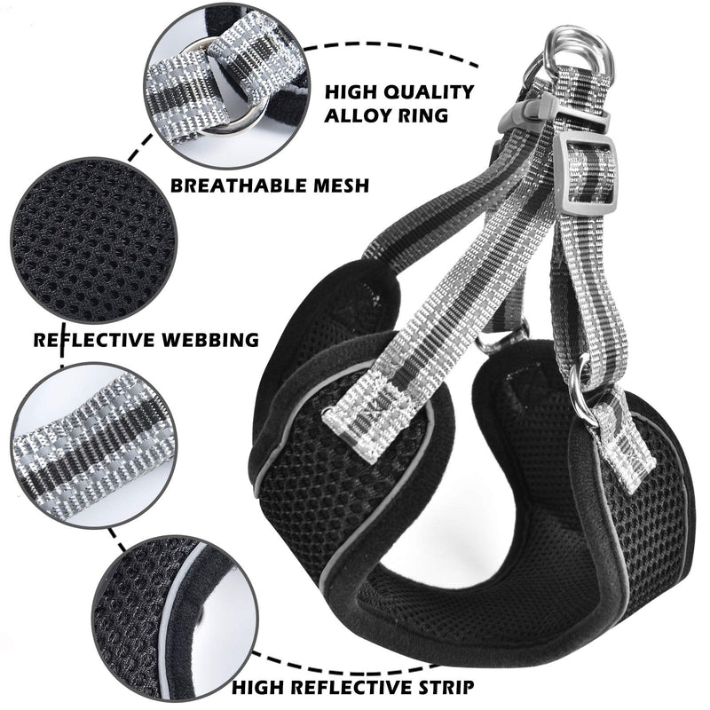 Vetasac Harness for Large Dogs No Pull Adjustable Reflective Breathable Mesh Dog Harness with Handle for Outdoor Training XB001 (XL, Black) XL - PawsPlanet Australia