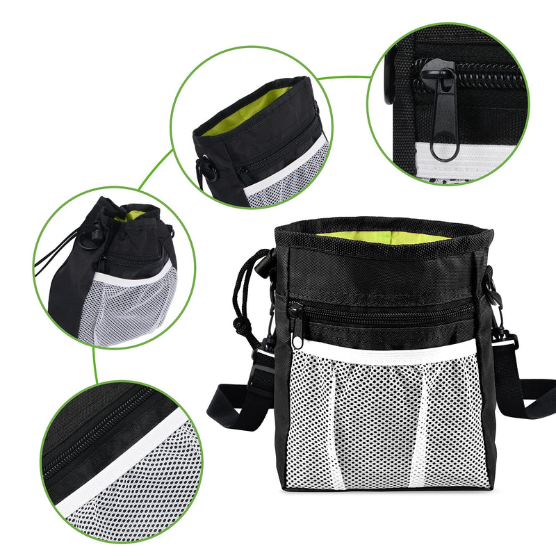 BesWlz - Dog Treat Pouch, Dog Training Treat Pouch for Pet Training Small to Large Dogs, Dog Treat Bag with Waist Belt Shoulder Strap Poop Bag Dispenser 7.0x5.5x2.4 in Black - PawsPlanet Australia