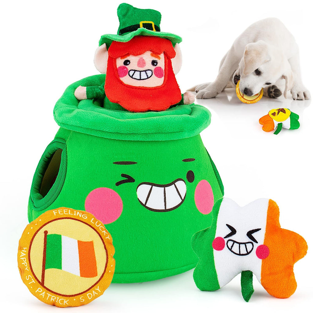 beetoy Interactive Hide and Seek Dog Toys Squeaky Plush Dog Toy, Dog Snuffle Toys Colorful Dog Enrichment Puzzle toy for Boredom and Stimulating, St. Patrick's Day Gift for Small Medium and Large Dogs - PawsPlanet Australia