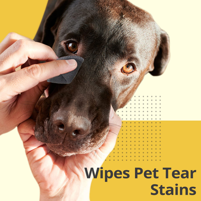Fuz Bigaza Gentle Tear Stain Wipes for Dogs and Cats, Dog Eye Grooming Wipes, Reusable Tear Stain Remover Pads for Pet Cleaning - Washable Bamboo Pet Ear & Eye Wipes with Laundry Bag - 20 Pack, Grey - PawsPlanet Australia