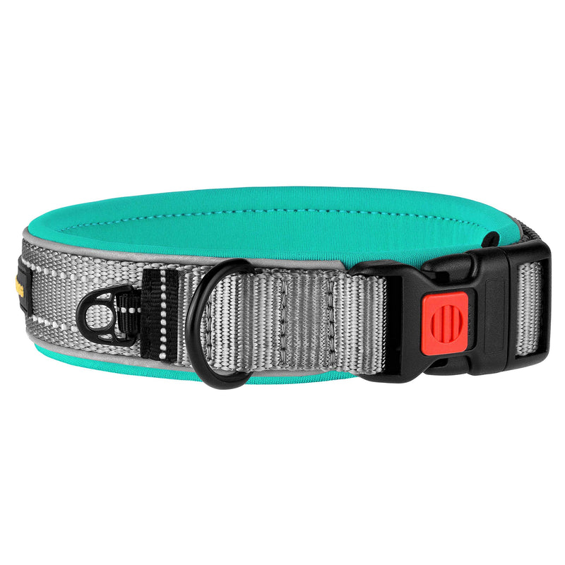 [Australia] - BRONZEDOG Reflective Dog Collar Nylon Soft Padded Pet Collars for Medium Large Dogs Mint Pink Blue Orange Purple XL Mint Green 