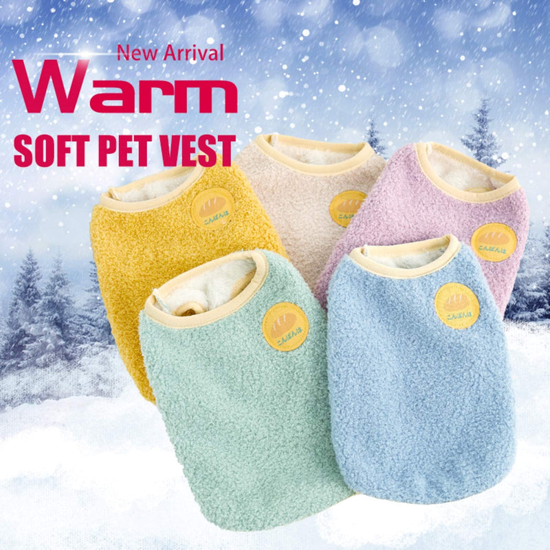 [Australia] - Loyanyy Fleece Lined Dog Vest for Winter Warm Soft Sweater for Small Medium Dog Cat Cute Puppy Kitten Clothes Blue 