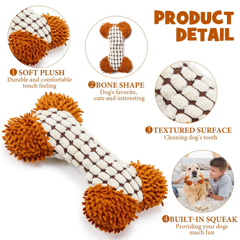 SKYLETY 3 Pieces Dog Chew Toy Soft Bone Shaped Dog Interactive Toy Durable Plush Dog Toys Throw Toy for Small and Medium Dogs Aggressive Chewers - PawsPlanet Australia