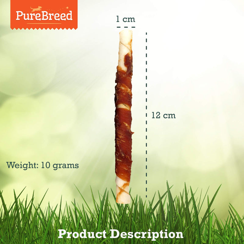 50pk PureBreed Twist Rawhide Sticks Duck Dog Treats | Duck Wrapped Dog Chews Toy | Low Fat, High In Protein Duck Dog Treats & Chews | Duck Rawhide Dog Chew | Chewy Twists with Duck Meat + SOL Notebook - PawsPlanet Australia